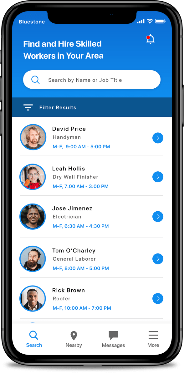 App screen shows View Applicants app features on an iPhone X.